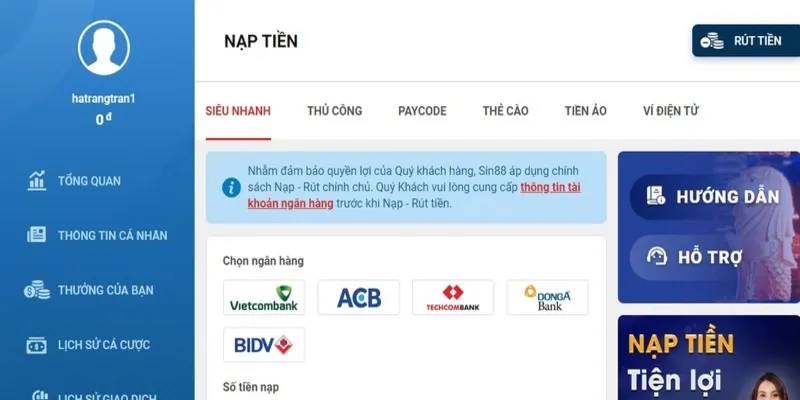 Hướng Dẫn Chi Tiết Cách Nạp Tiền Sin88 Nhanh Nhất 2024 2 Hướng dẫn chi tiết nạp tiền Sin88 2024